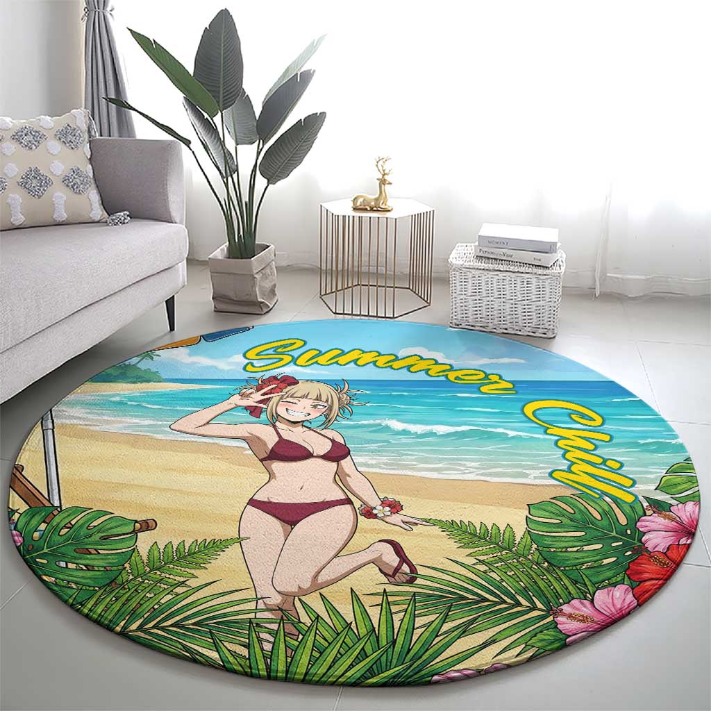 Himiko Toga Summer Chill Round Carpet Tropical Anime Paradise Art