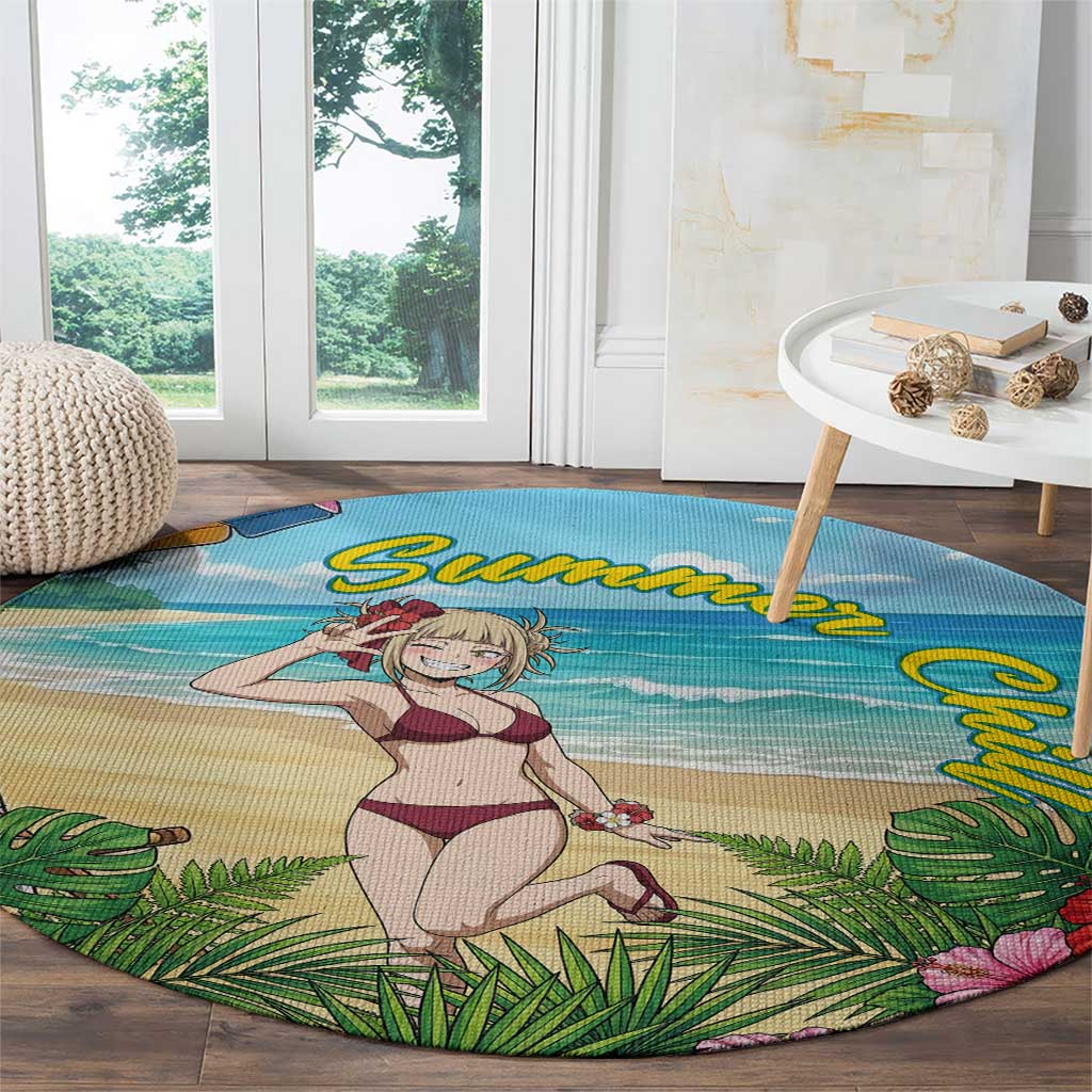 Himiko Toga Summer Chill Round Carpet Tropical Anime Paradise Art