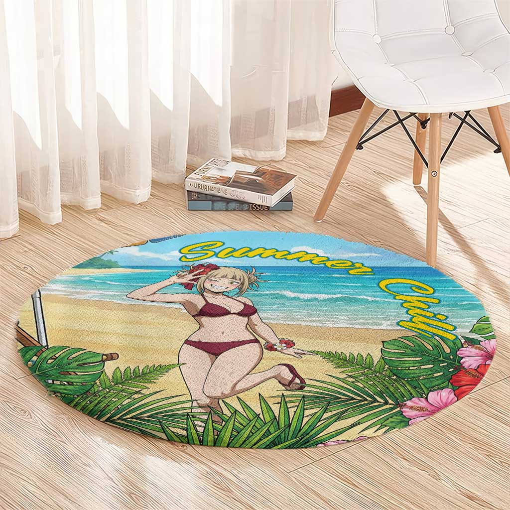 Himiko Toga Summer Chill Round Carpet Tropical Anime Paradise Art
