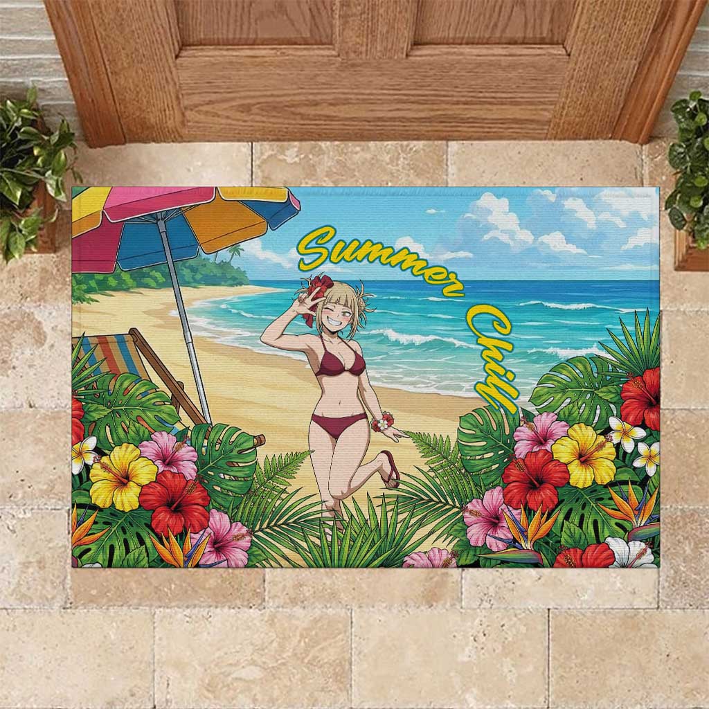 Himiko Toga Summer Chill Rubber Doormat Tropical Anime Paradise Art