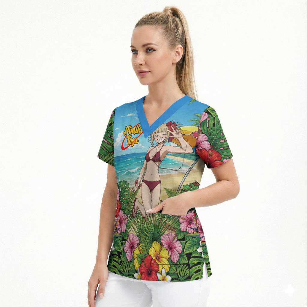 Himiko Toga Summer Chill Scrub Top Tropical Anime Paradise Art