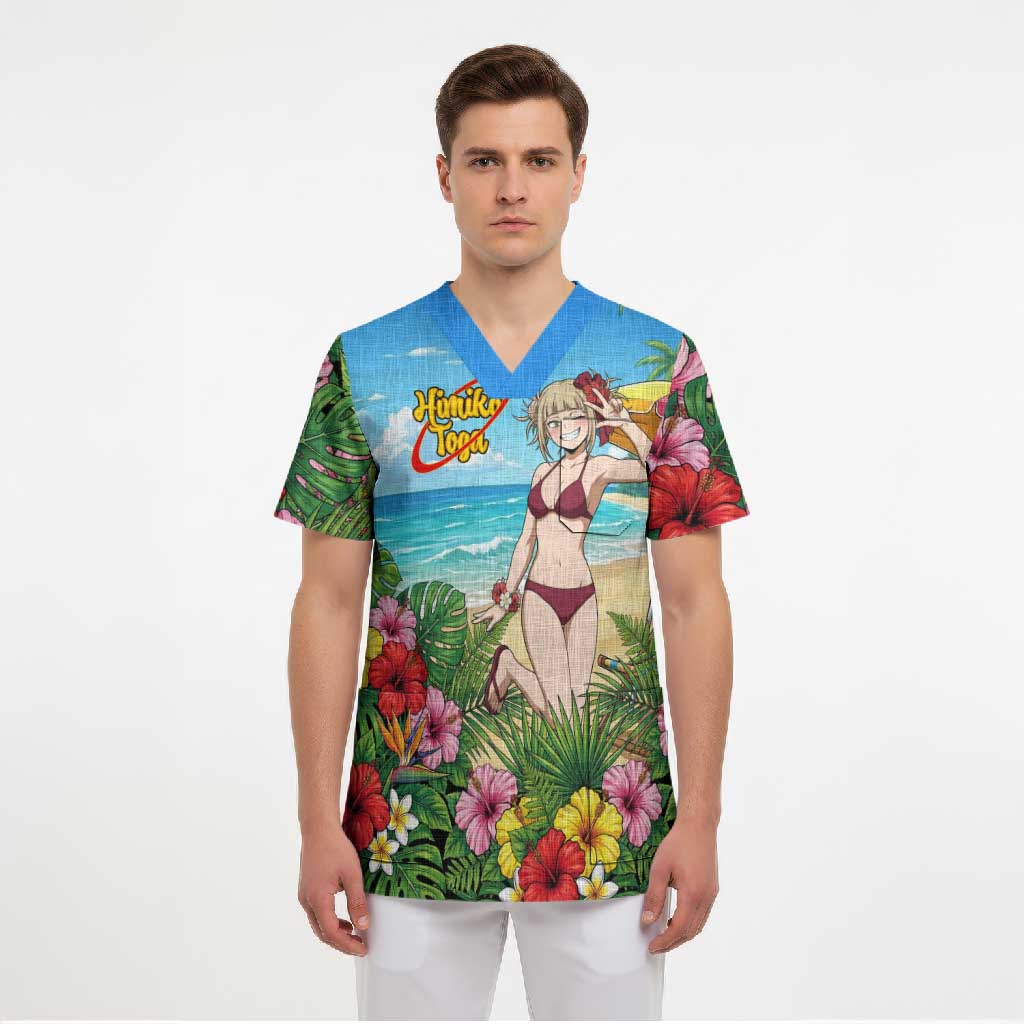 Himiko Toga Summer Chill Scrub Top Tropical Anime Paradise Art
