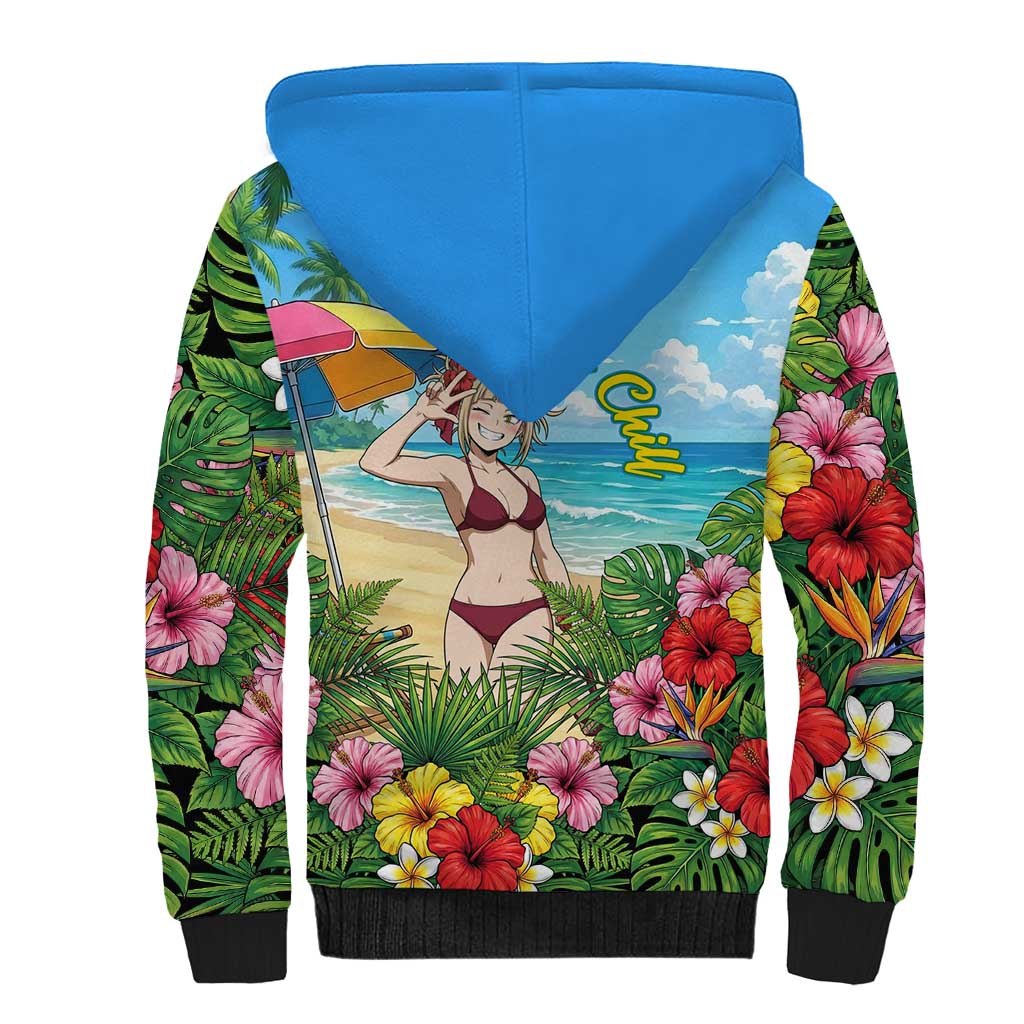 Himiko Toga Summer Chill Sherpa Hoodie Tropical Anime Paradise Art