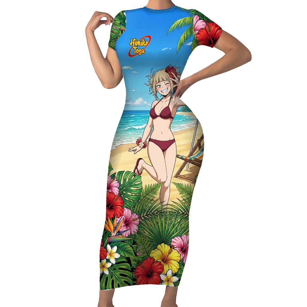 Himiko Toga Summer Chill Short Sleeve Bodycon Dress Tropical Anime Paradise Art
