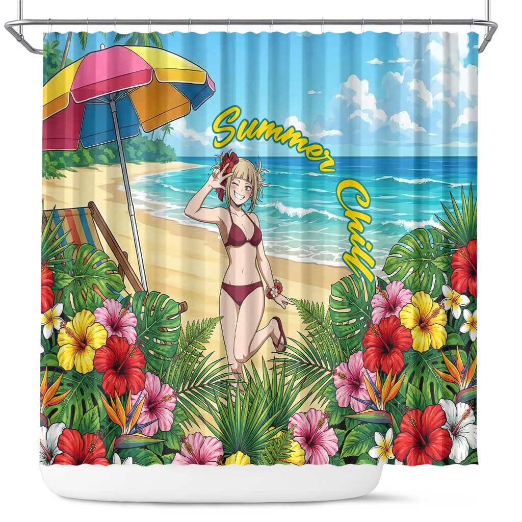 Himiko Toga Summer Chill Shower Curtain Tropical Anime Paradise Art