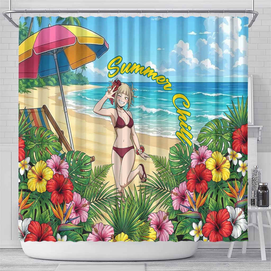 Himiko Toga Summer Chill Shower Curtain Tropical Anime Paradise Art