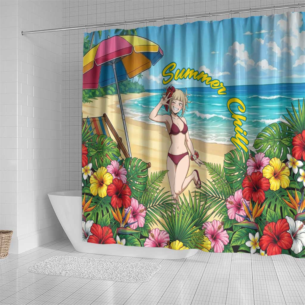 Himiko Toga Summer Chill Shower Curtain Tropical Anime Paradise Art