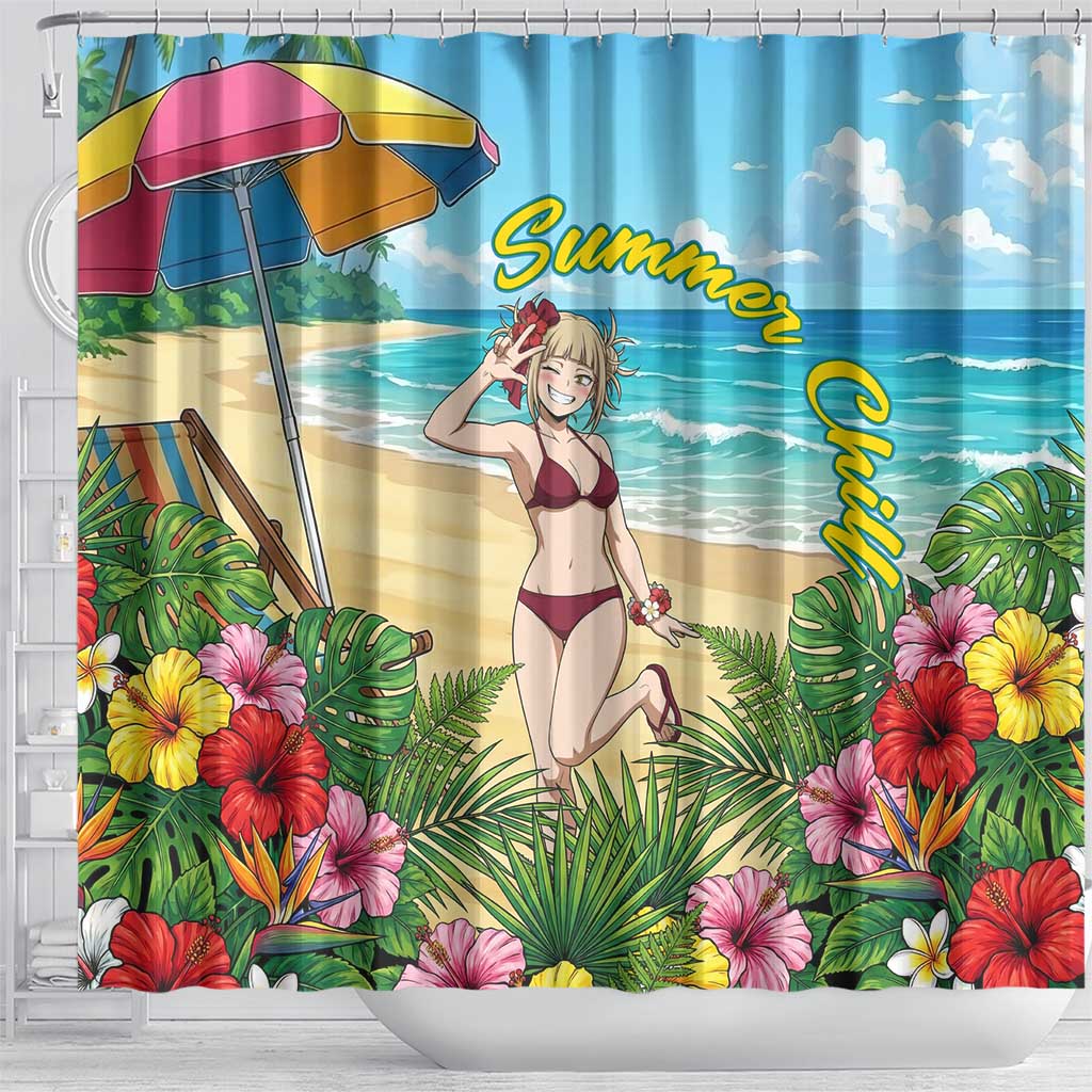 Himiko Toga Summer Chill Shower Curtain Tropical Anime Paradise Art