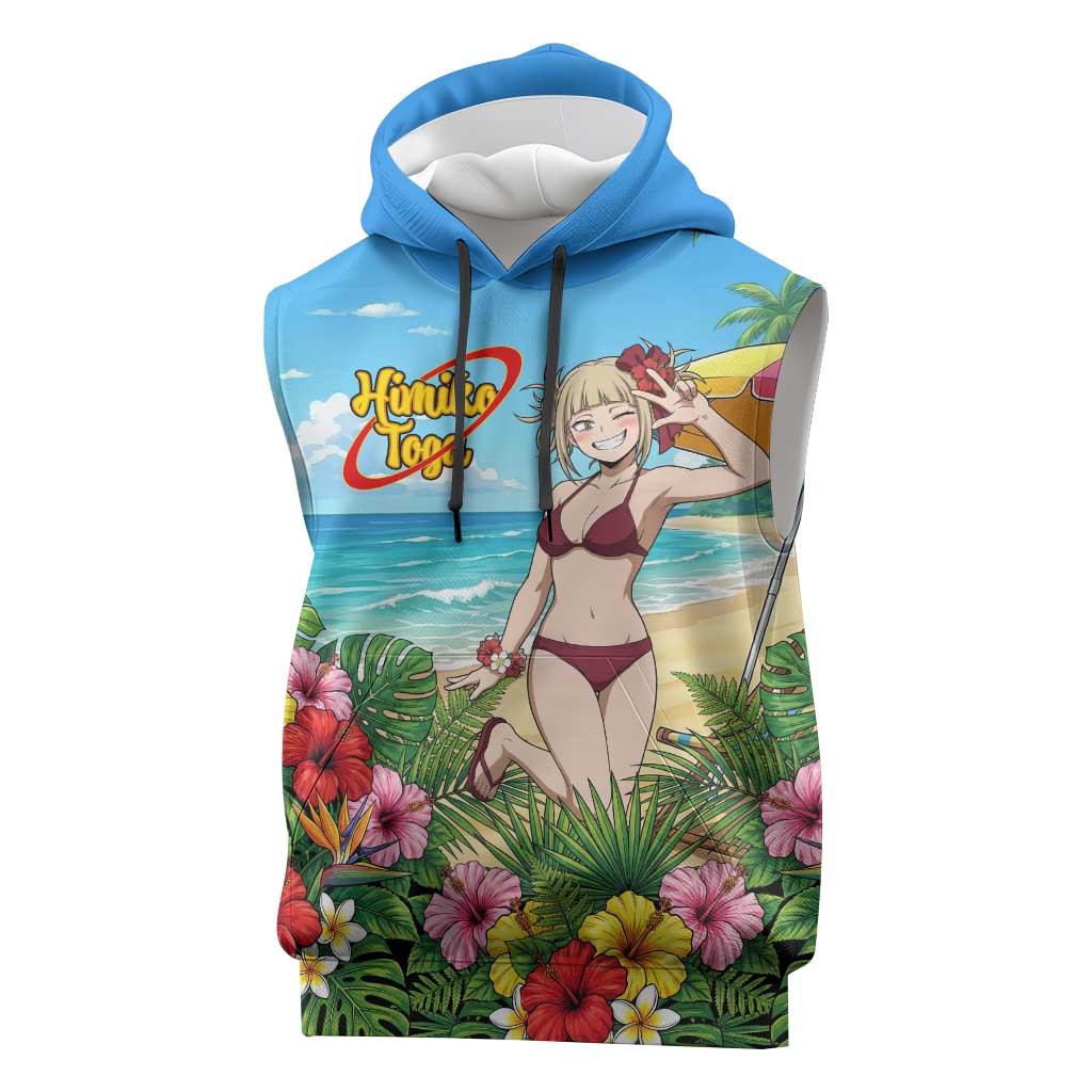 Himiko Toga Summer Chill Sleeveless Hoodie Tropical Anime Paradise Art