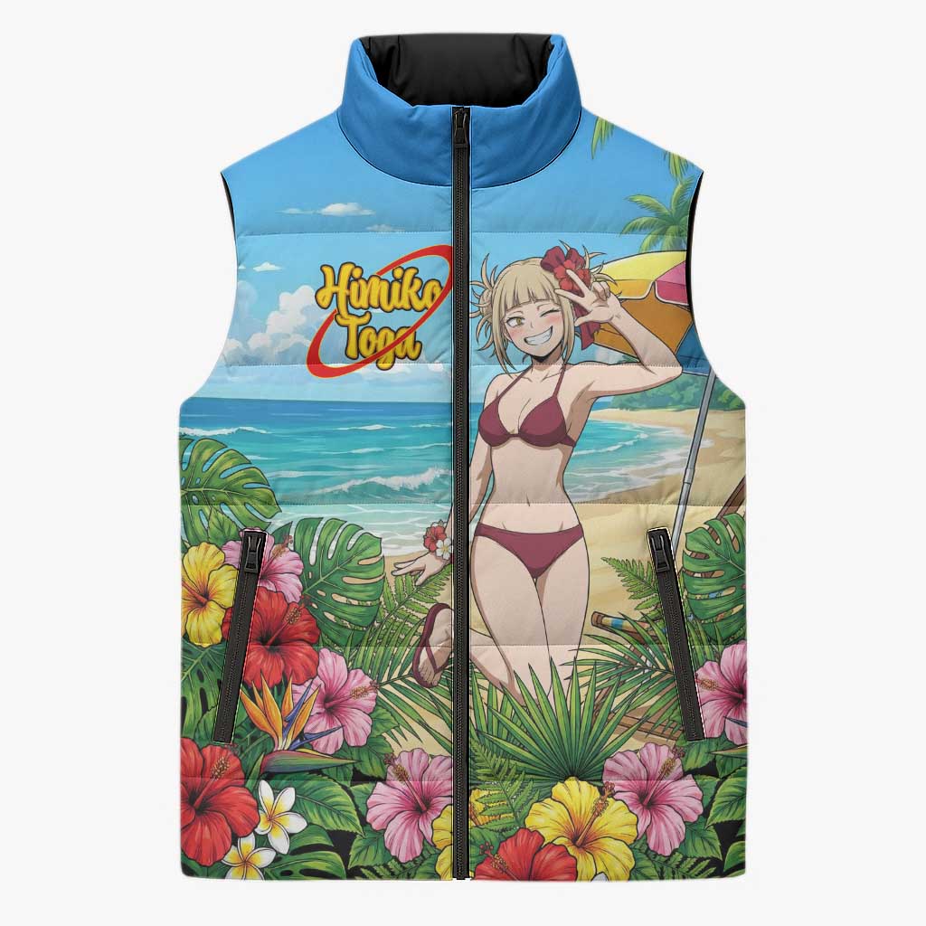 Himiko Toga Summer Chill Sleeveless Puffer Jacket Tropical Anime Paradise Art