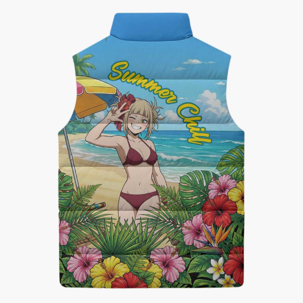Himiko Toga Summer Chill Sleeveless Puffer Jacket Tropical Anime Paradise Art