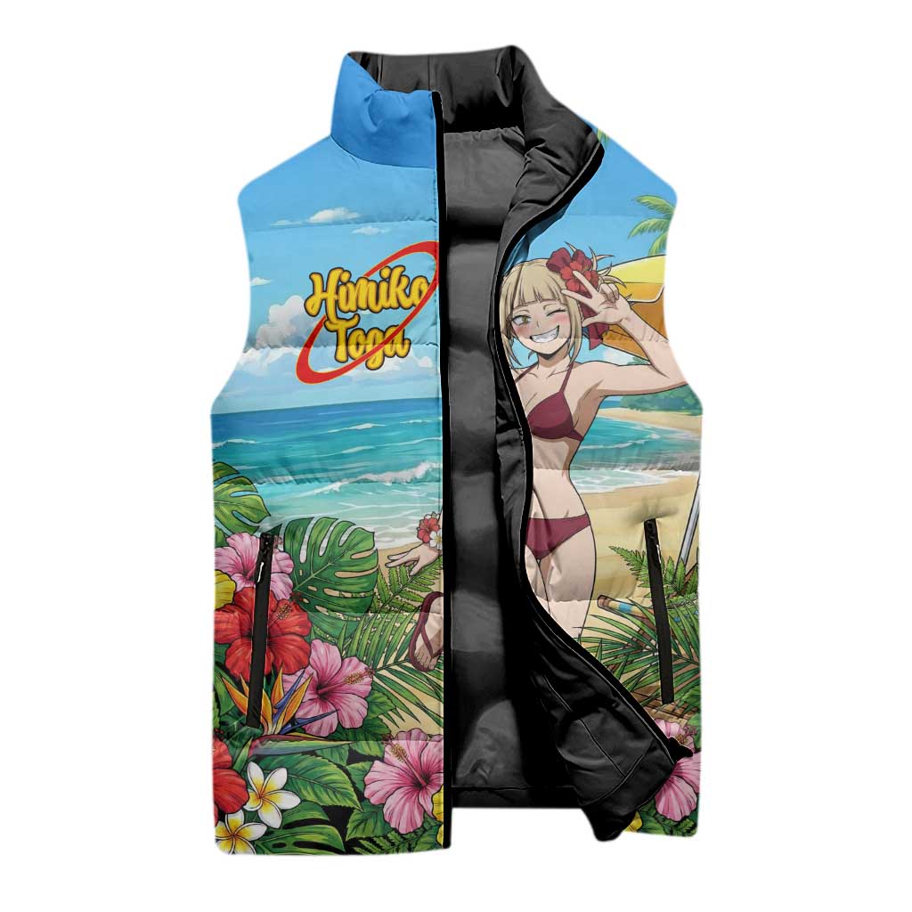 Himiko Toga Summer Chill Sleeveless Puffer Jacket Tropical Anime Paradise Art