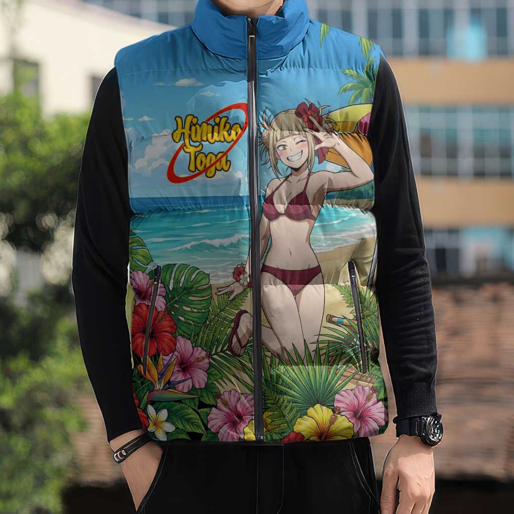 Himiko Toga Summer Chill Sleeveless Puffer Jacket Tropical Anime Paradise Art
