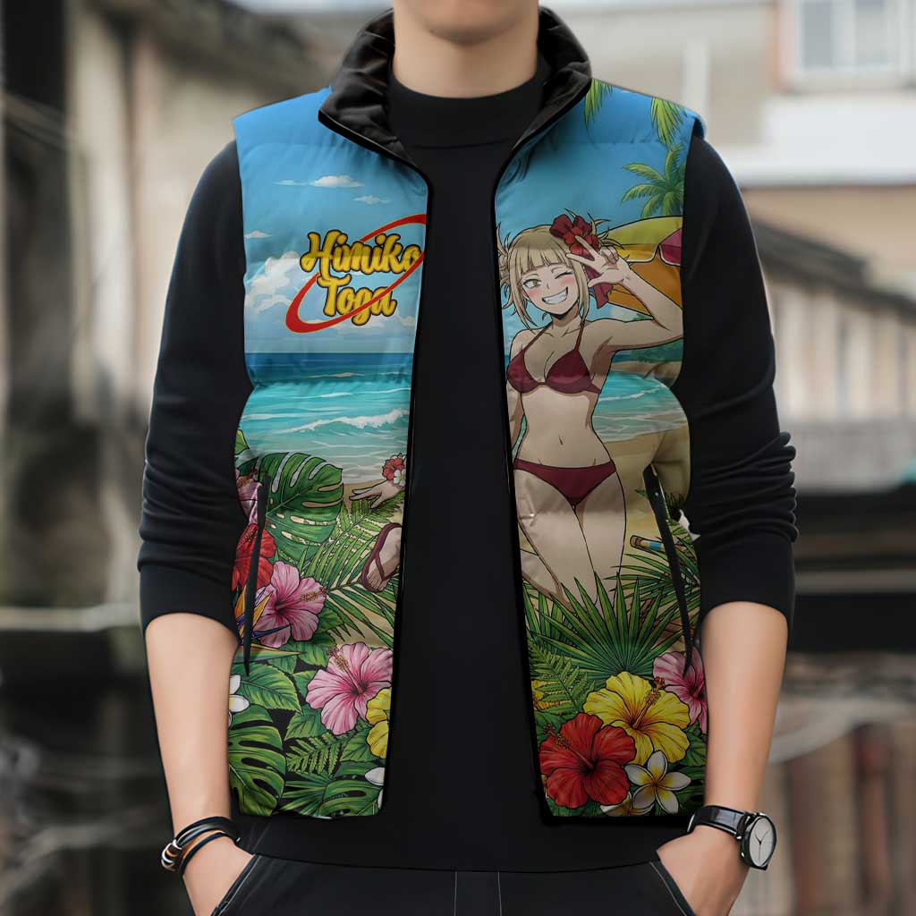 Himiko Toga Summer Chill Sleeveless Puffer Jacket Tropical Anime Paradise Art
