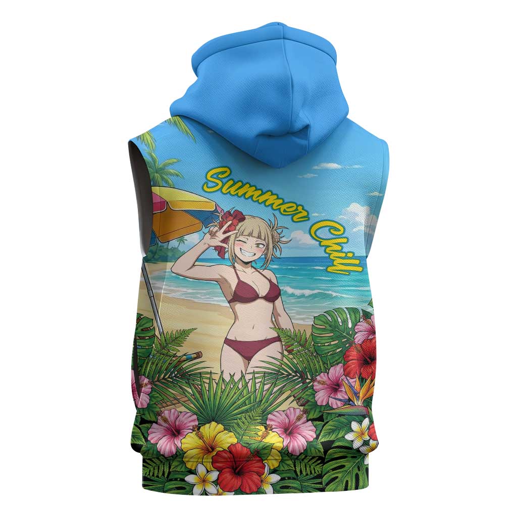 Himiko Toga Summer Chill Sleeveless Zip Hoodie Tropical Anime Paradise Art