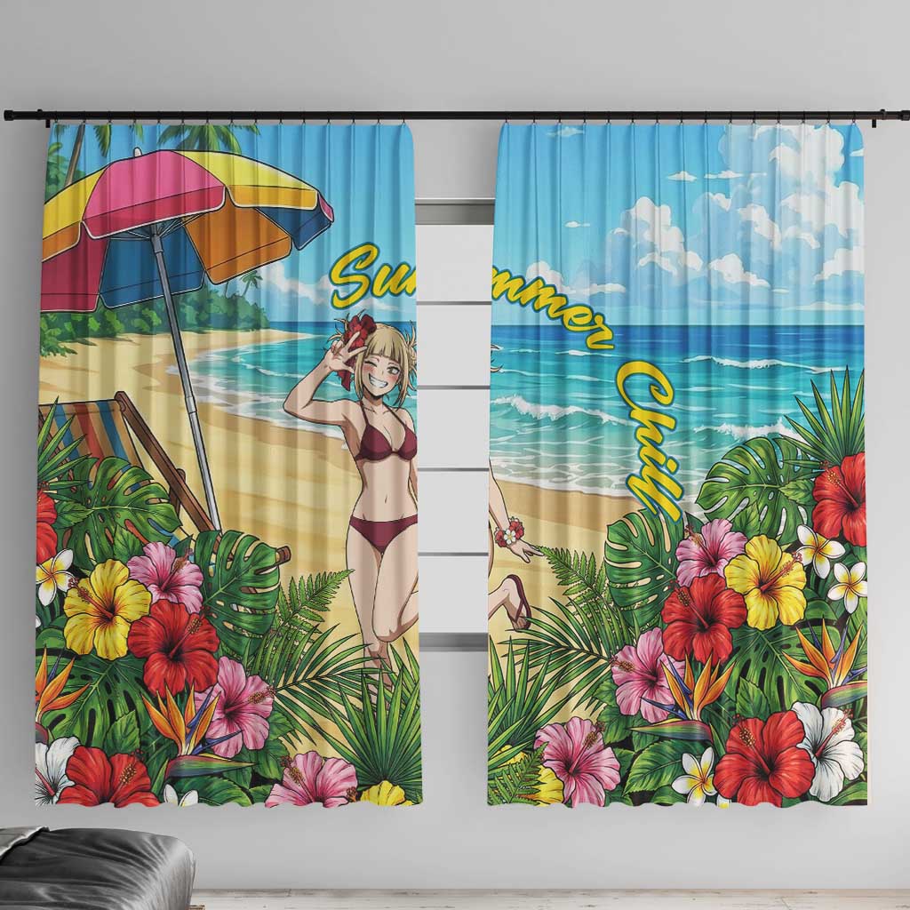 Himiko Toga Summer Chill Window Curtain Tropical Anime Paradise Art