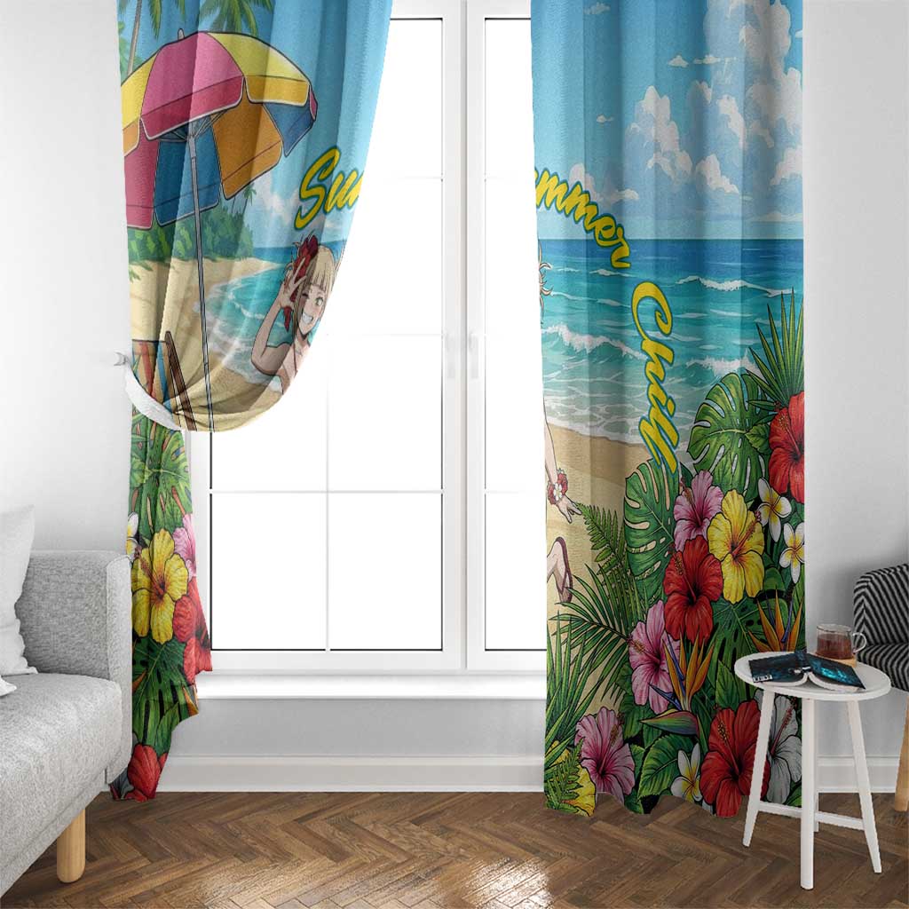 Himiko Toga Summer Chill Window Curtain Tropical Anime Paradise Art