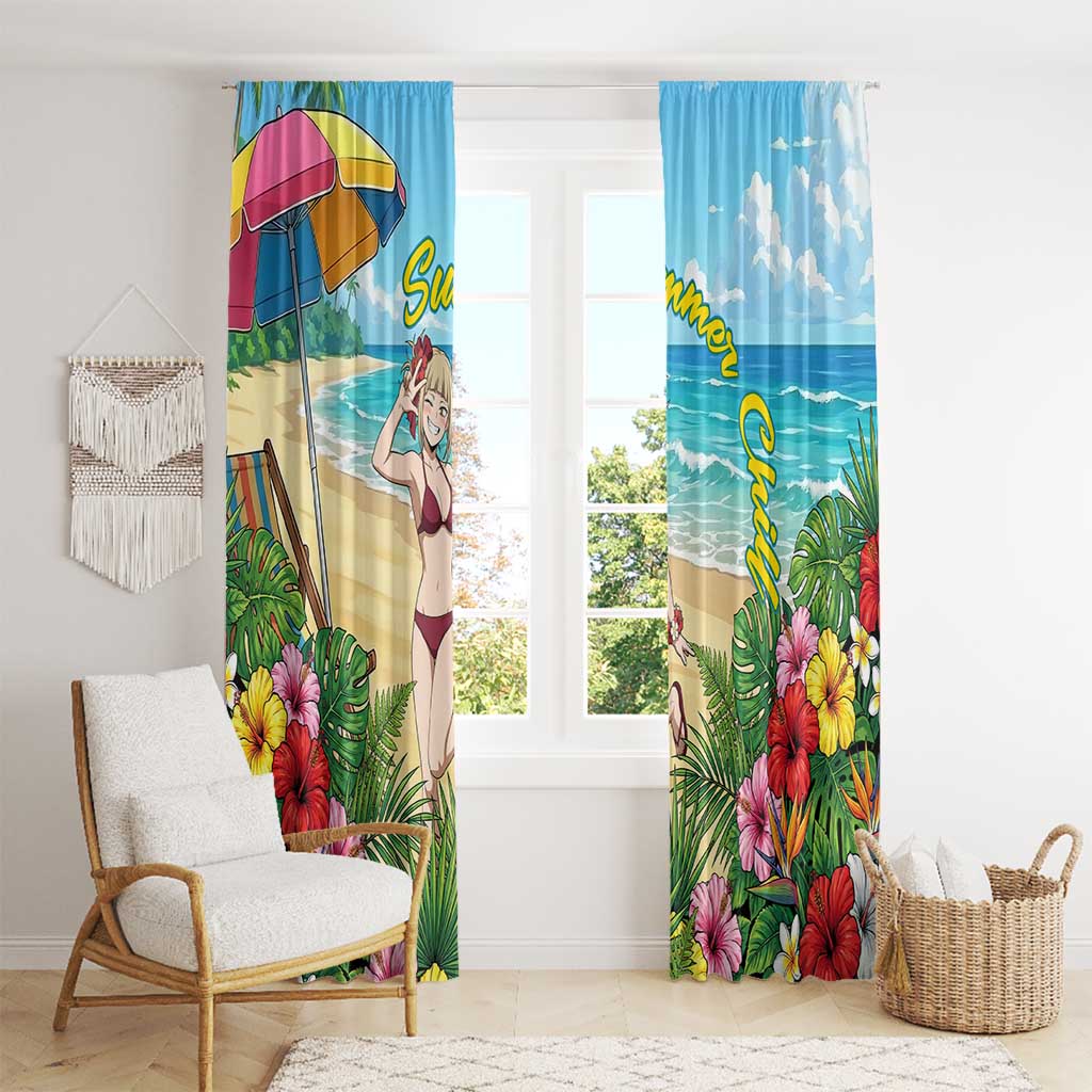 Himiko Toga Summer Chill Window Curtain Tropical Anime Paradise Art