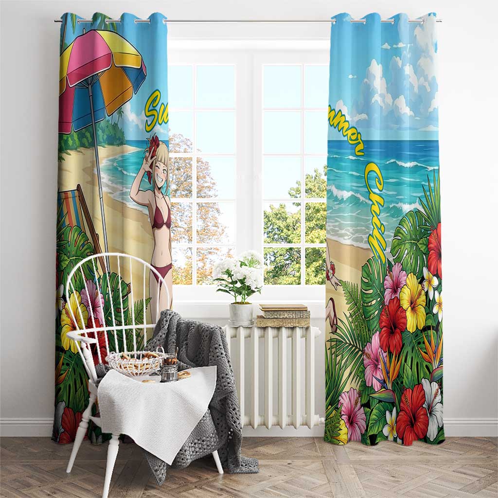 Himiko Toga Summer Chill Window Curtain Tropical Anime Paradise Art