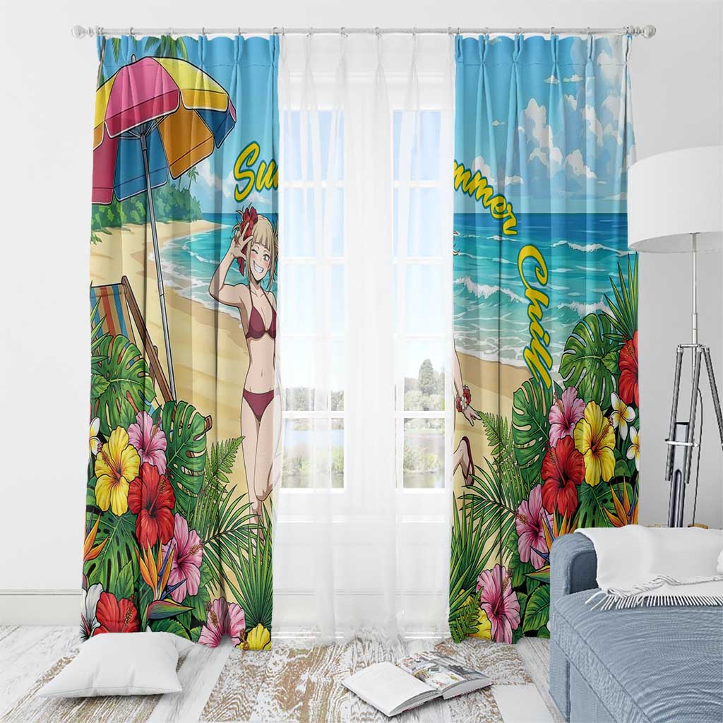 Himiko Toga Summer Chill Window Curtain Tropical Anime Paradise Art