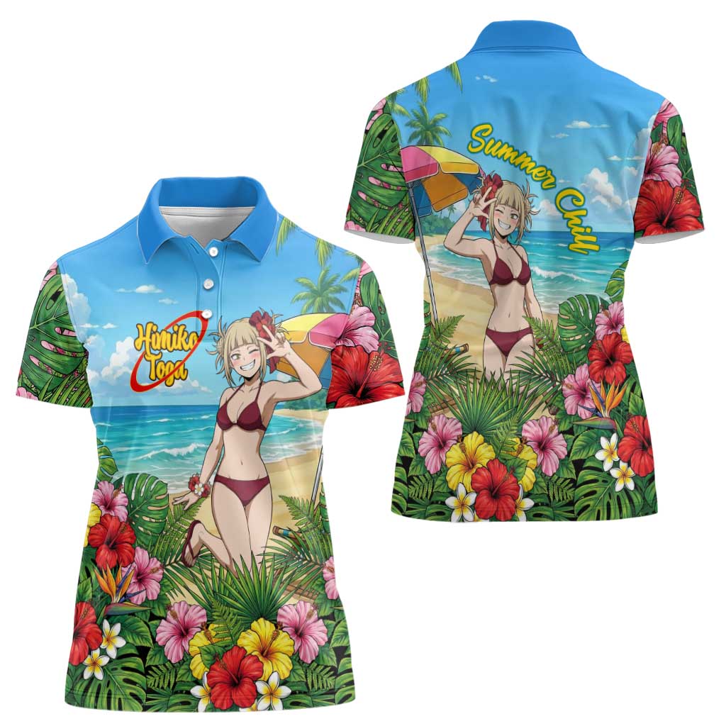 Himiko Toga Summer Chill Women Polo Shirt Tropical Anime Paradise Art