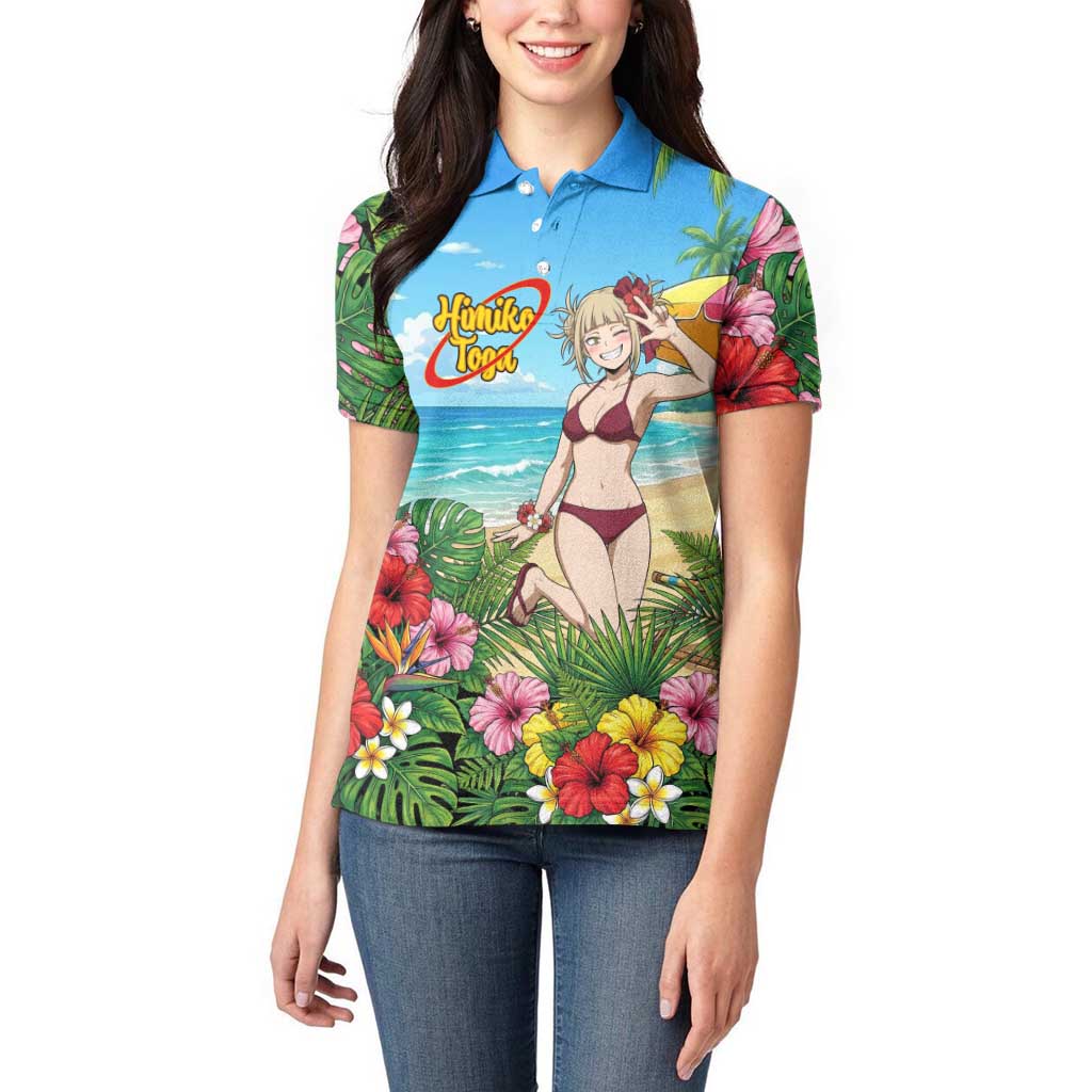 Himiko Toga Summer Chill Women Polo Shirt Tropical Anime Paradise Art