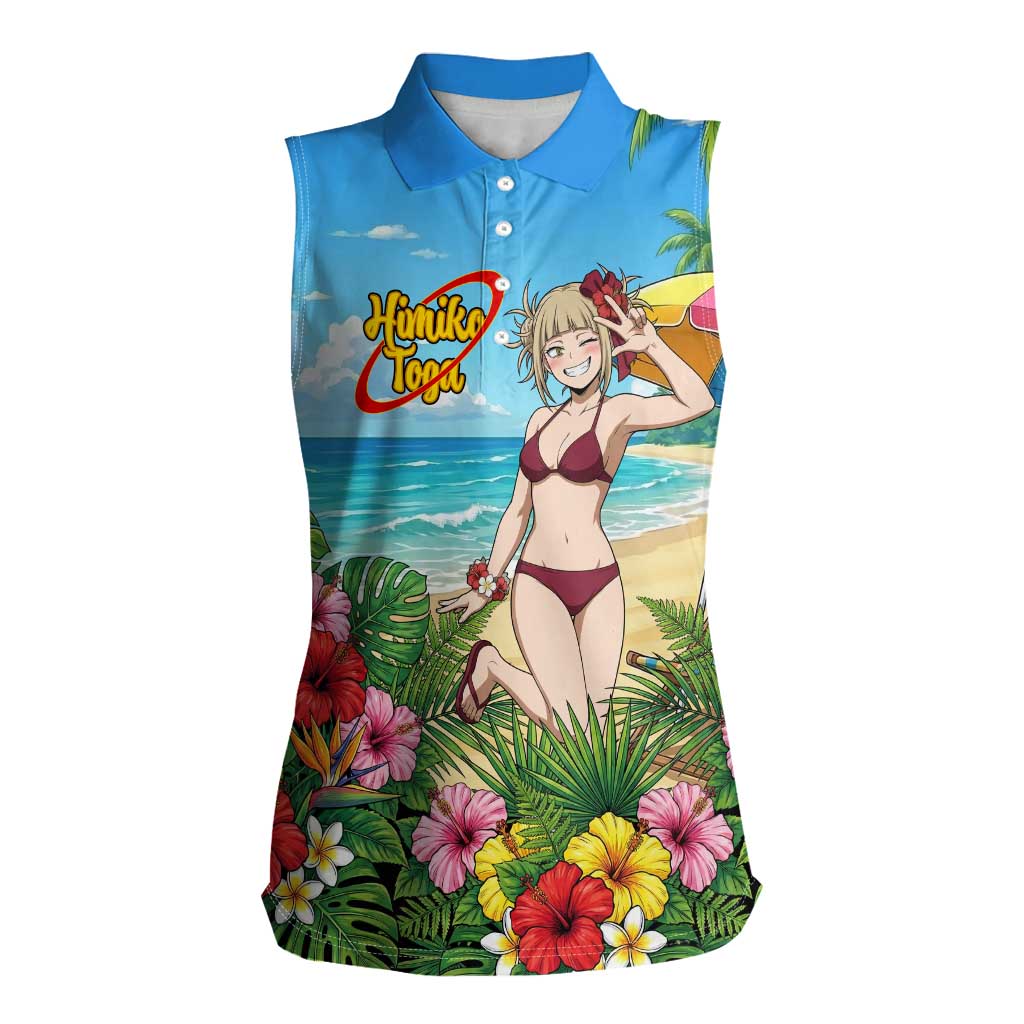 Himiko Toga Summer Chill Women Sleeveless Polo Shirt Tropical Anime Paradise Art