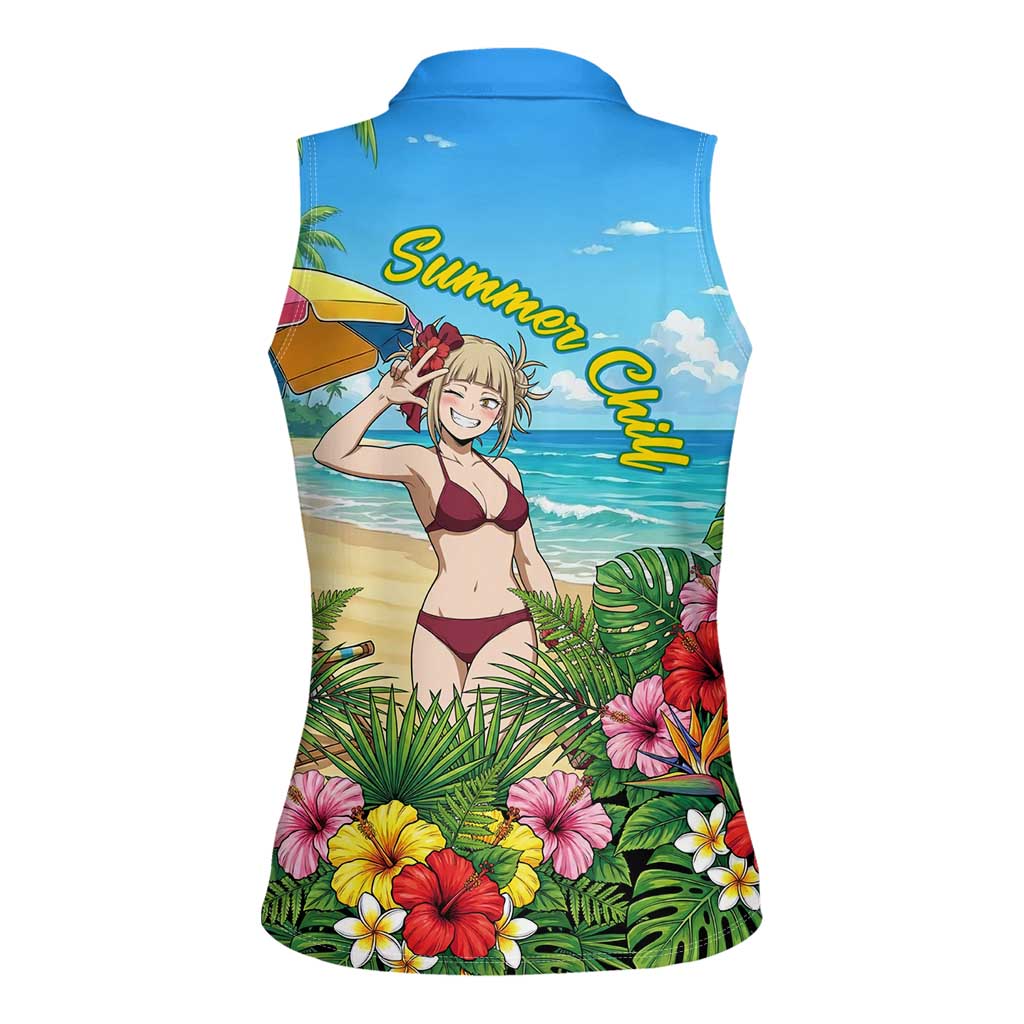 Himiko Toga Summer Chill Women Sleeveless Polo Shirt Tropical Anime Paradise Art