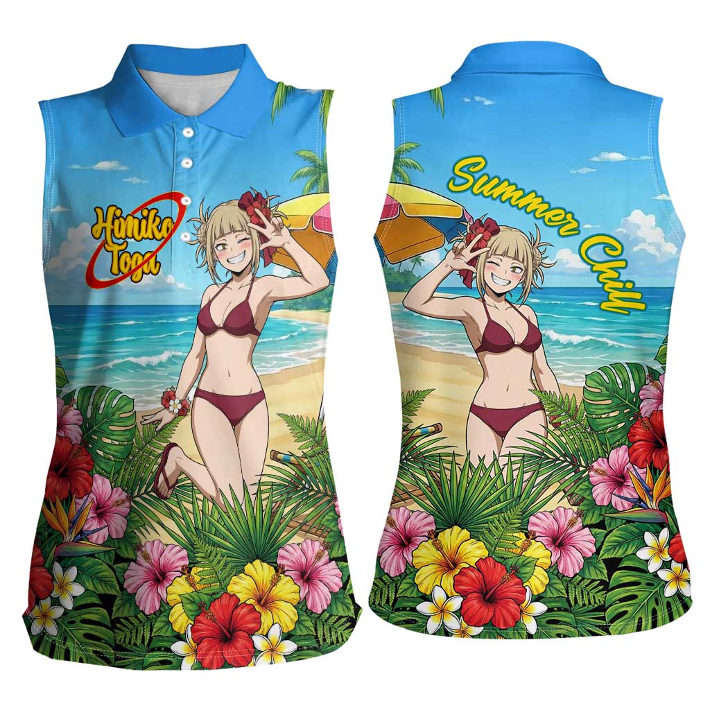 Himiko Toga Summer Chill Women Sleeveless Polo Shirt Tropical Anime Paradise Art
