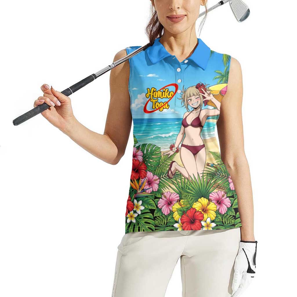 Himiko Toga Summer Chill Women Sleeveless Polo Shirt Tropical Anime Paradise Art