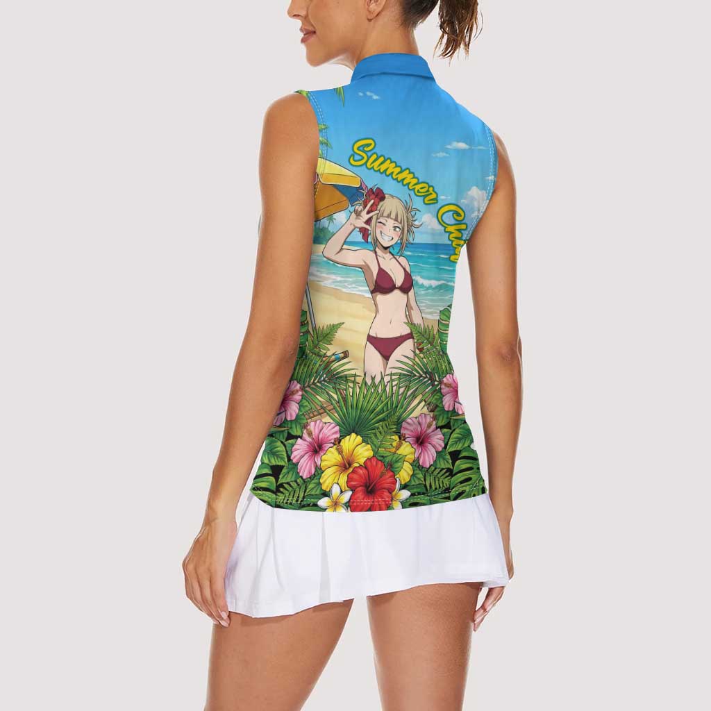 Himiko Toga Summer Chill Women Sleeveless Polo Shirt Tropical Anime Paradise Art