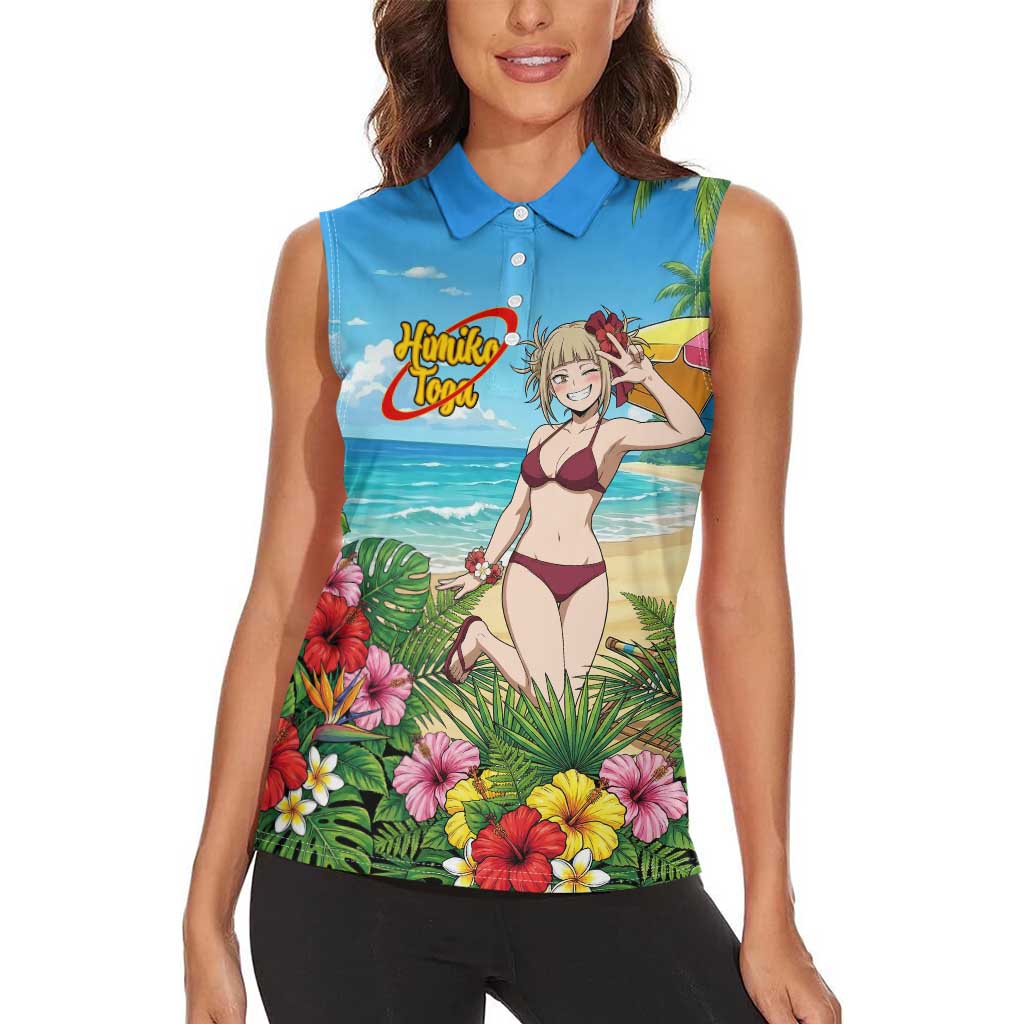 Himiko Toga Summer Chill Women Sleeveless Polo Shirt Tropical Anime Paradise Art