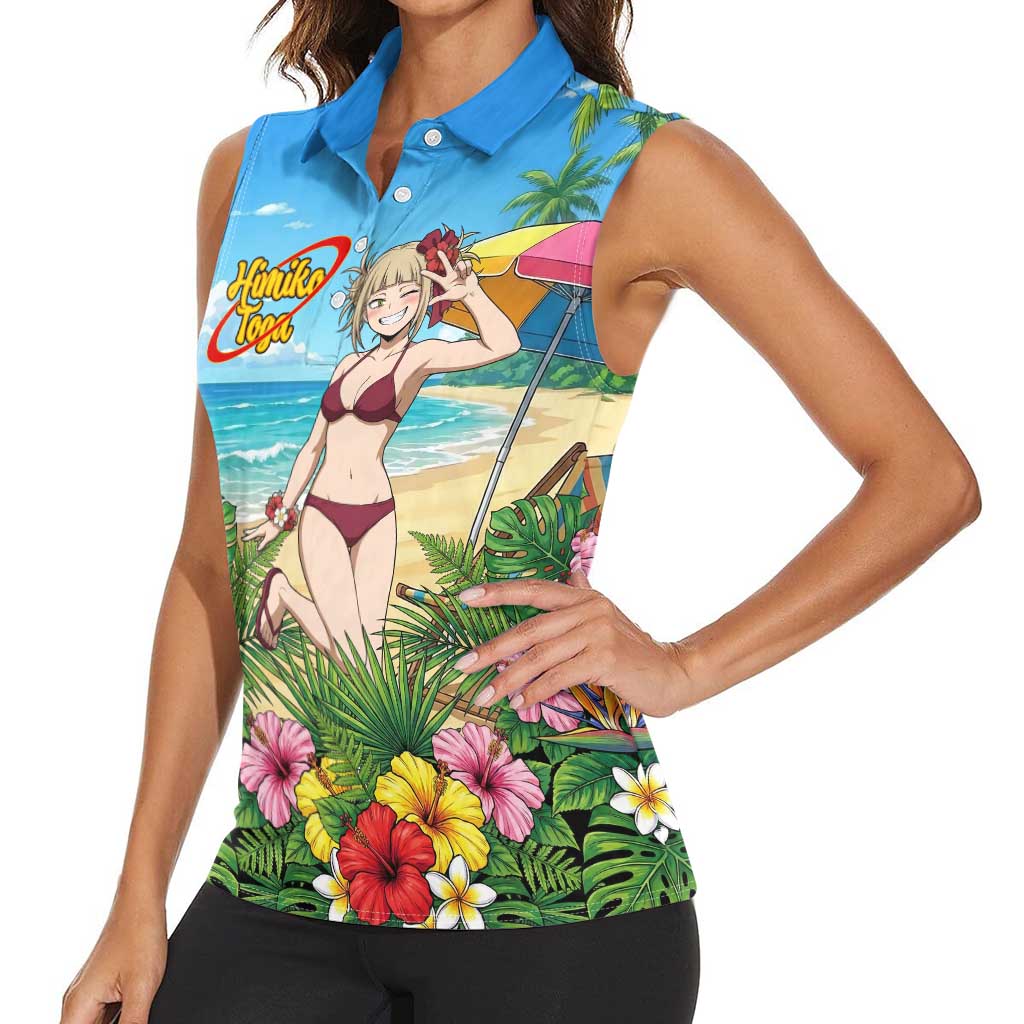 Himiko Toga Summer Chill Women Sleeveless Polo Shirt Tropical Anime Paradise Art