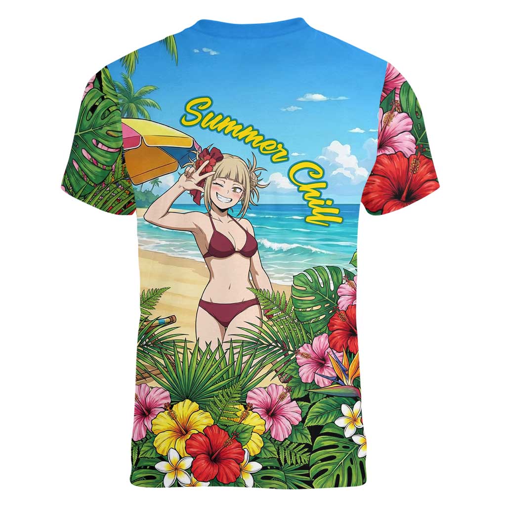 Himiko Toga Summer Chill Women V-Neck T-Shirt Tropical Anime Paradise Art