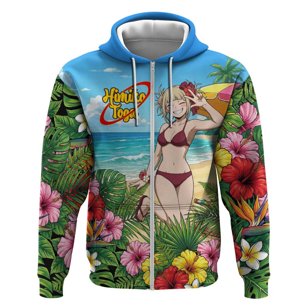 Himiko Toga Summer Chill Zip Hoodie Tropical Anime Paradise Art