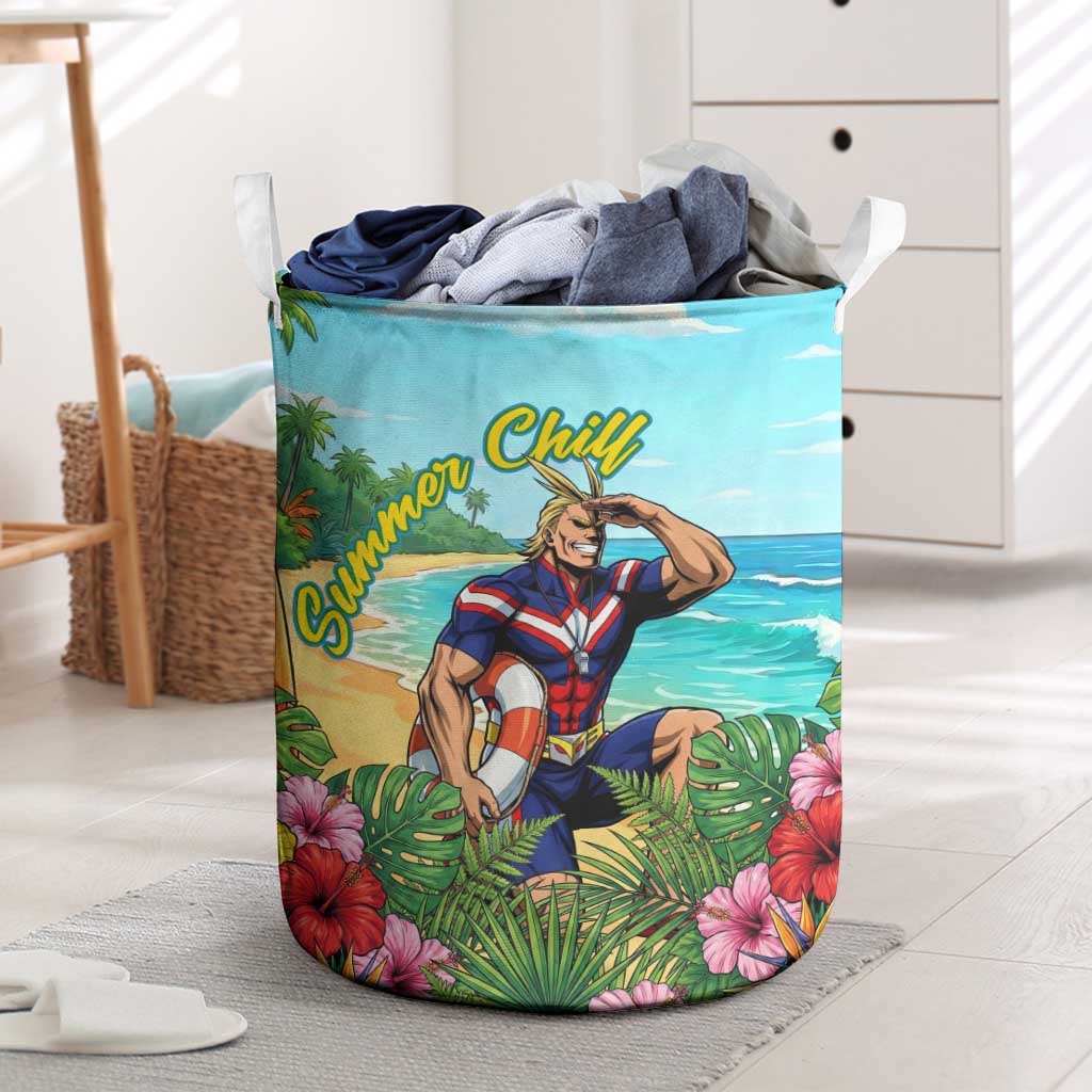 Toshinori Yagi Summer Chill Laundry Basket Heroic Tropical Anime Art
