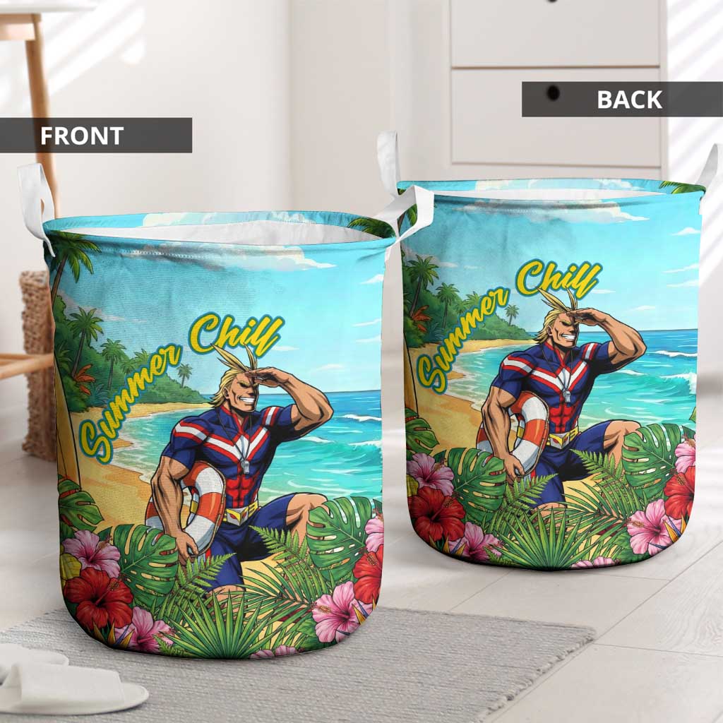 Toshinori Yagi Summer Chill Laundry Basket Heroic Tropical Anime Art