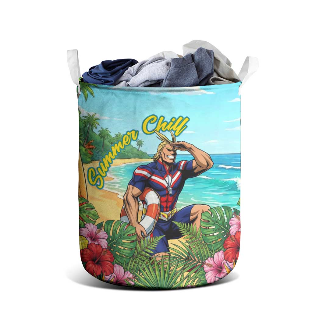 Toshinori Yagi Summer Chill Laundry Basket Heroic Tropical Anime Art
