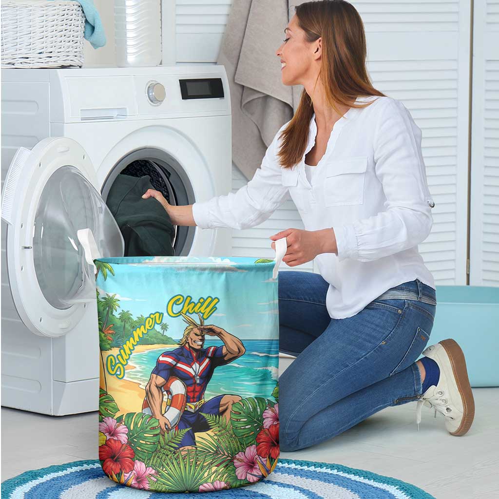 Toshinori Yagi Summer Chill Laundry Basket Heroic Tropical Anime Art
