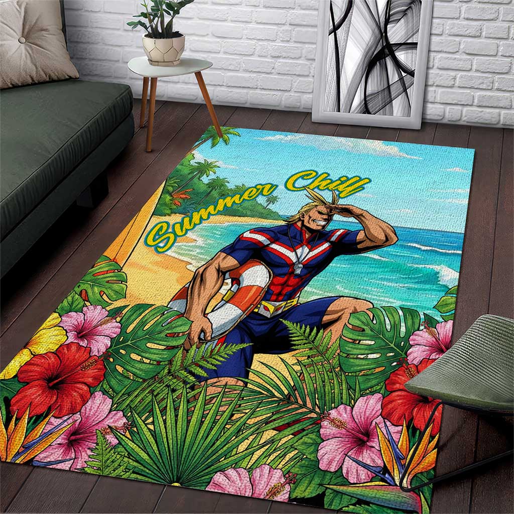 Toshinori Yagi Summer Chill Area Rug Heroic Tropical Anime Art