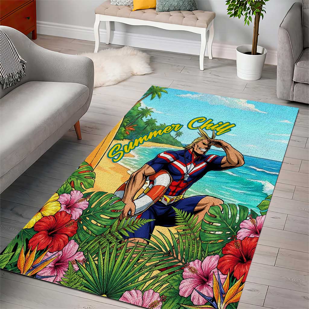 Toshinori Yagi Summer Chill Area Rug Heroic Tropical Anime Art