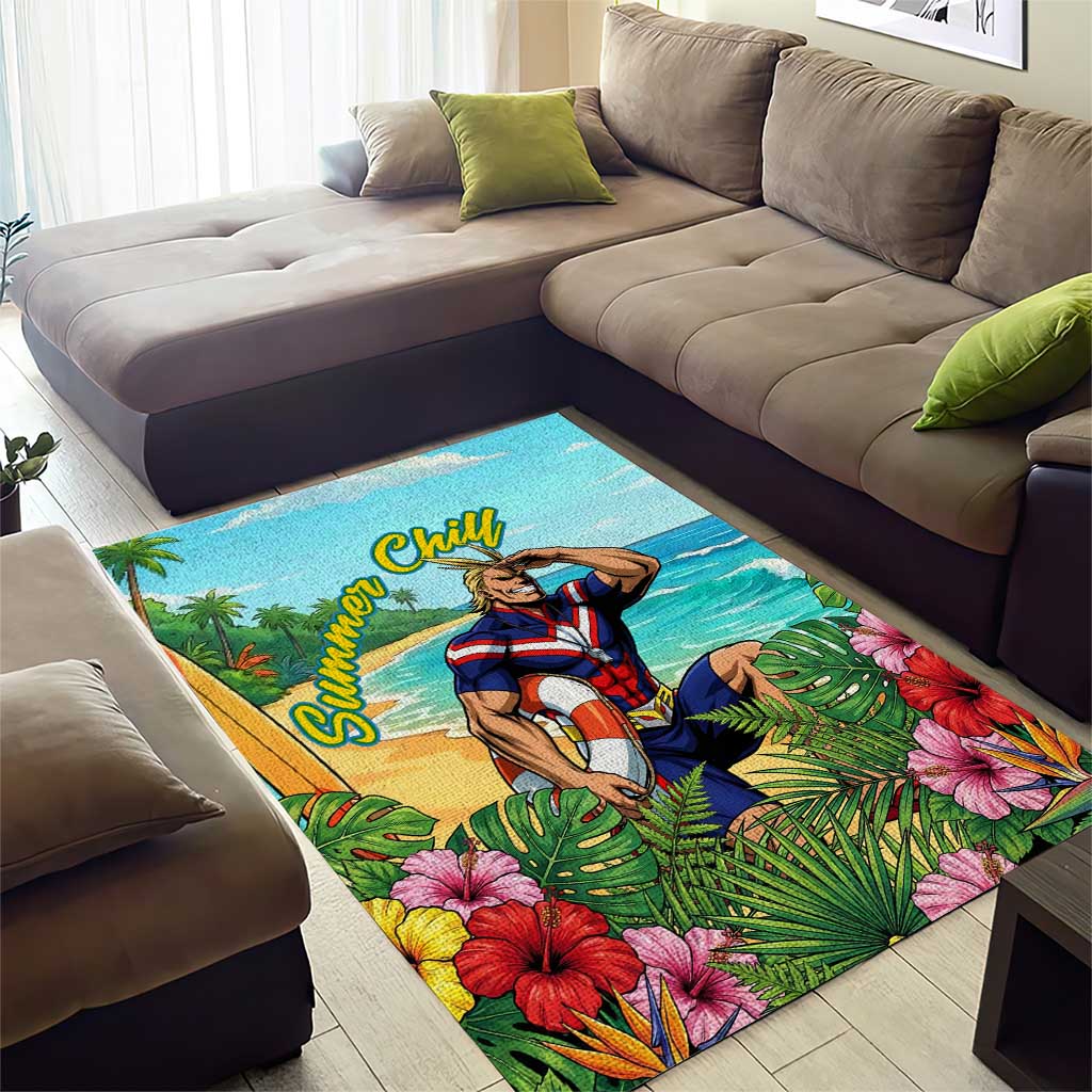 Toshinori Yagi Summer Chill Area Rug Heroic Tropical Anime Art