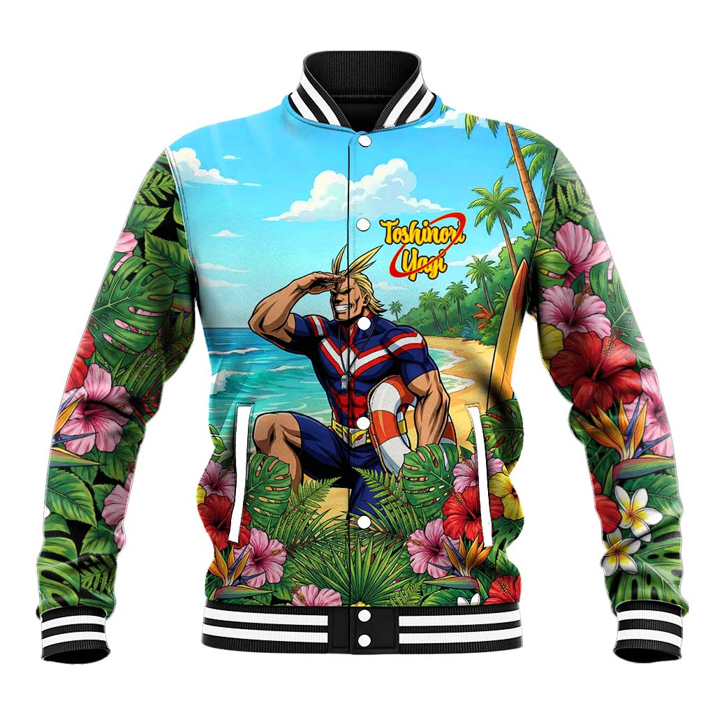 Toshinori Yagi Summer Chill Baseball Jacket Heroic Tropical Anime Art