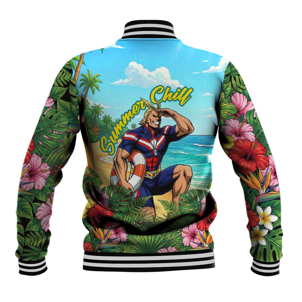 Toshinori Yagi Summer Chill Baseball Jacket Heroic Tropical Anime Art
