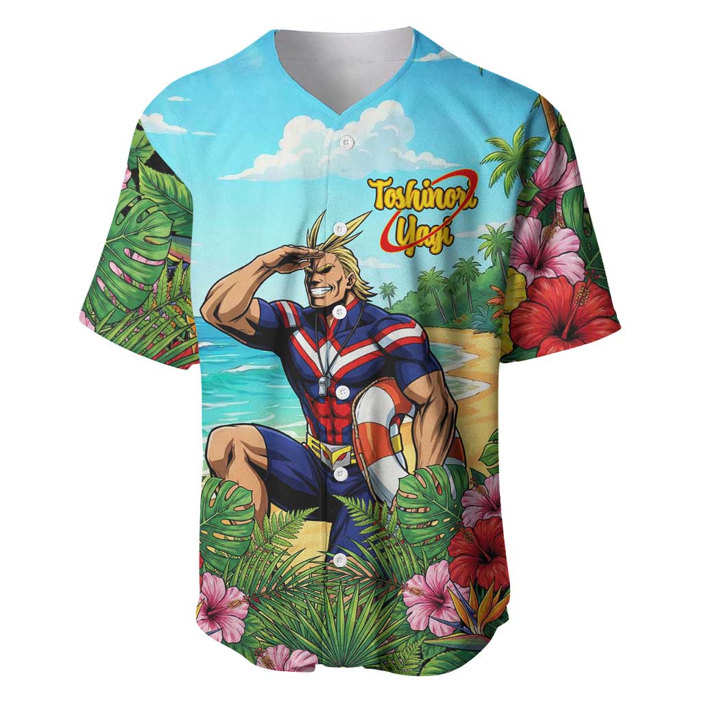 Toshinori Yagi Summer Chill Baseball Jersey Heroic Tropical Anime Art