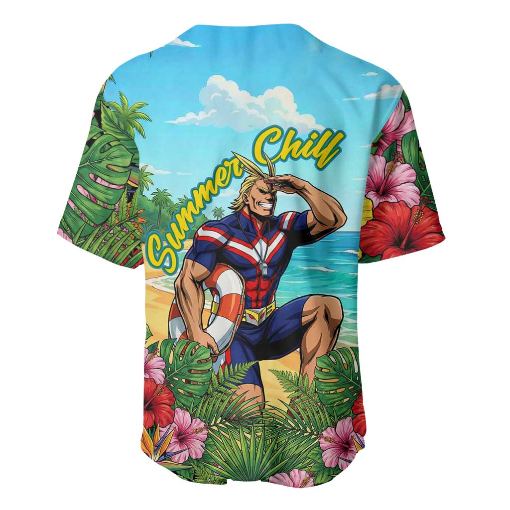 Toshinori Yagi Summer Chill Baseball Jersey Heroic Tropical Anime Art