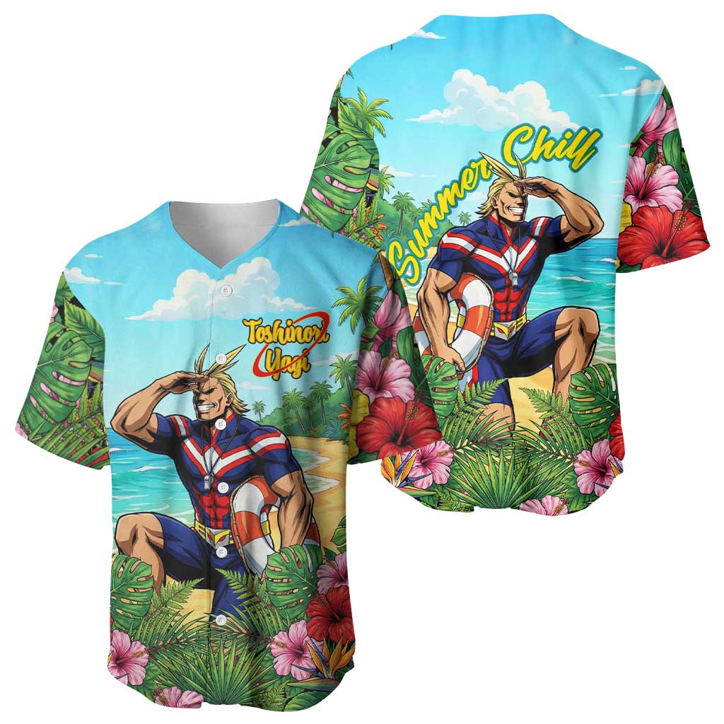 Toshinori Yagi Summer Chill Baseball Jersey Heroic Tropical Anime Art
