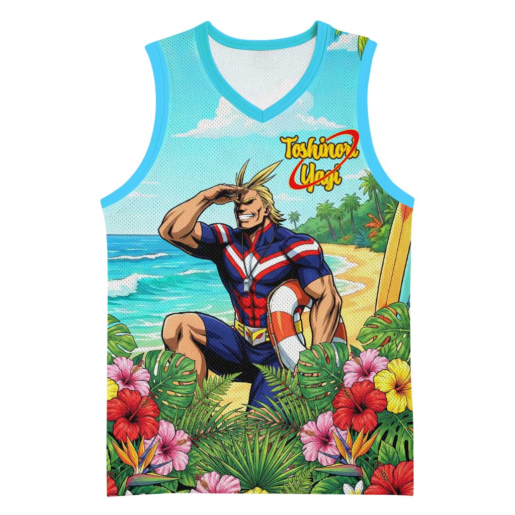 Toshinori Yagi Summer Chill Basketball Jersey Heroic Tropical Anime Art