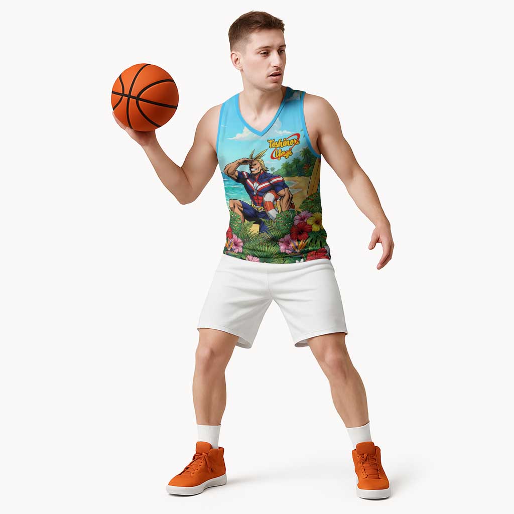 Toshinori Yagi Summer Chill Basketball Jersey Heroic Tropical Anime Art