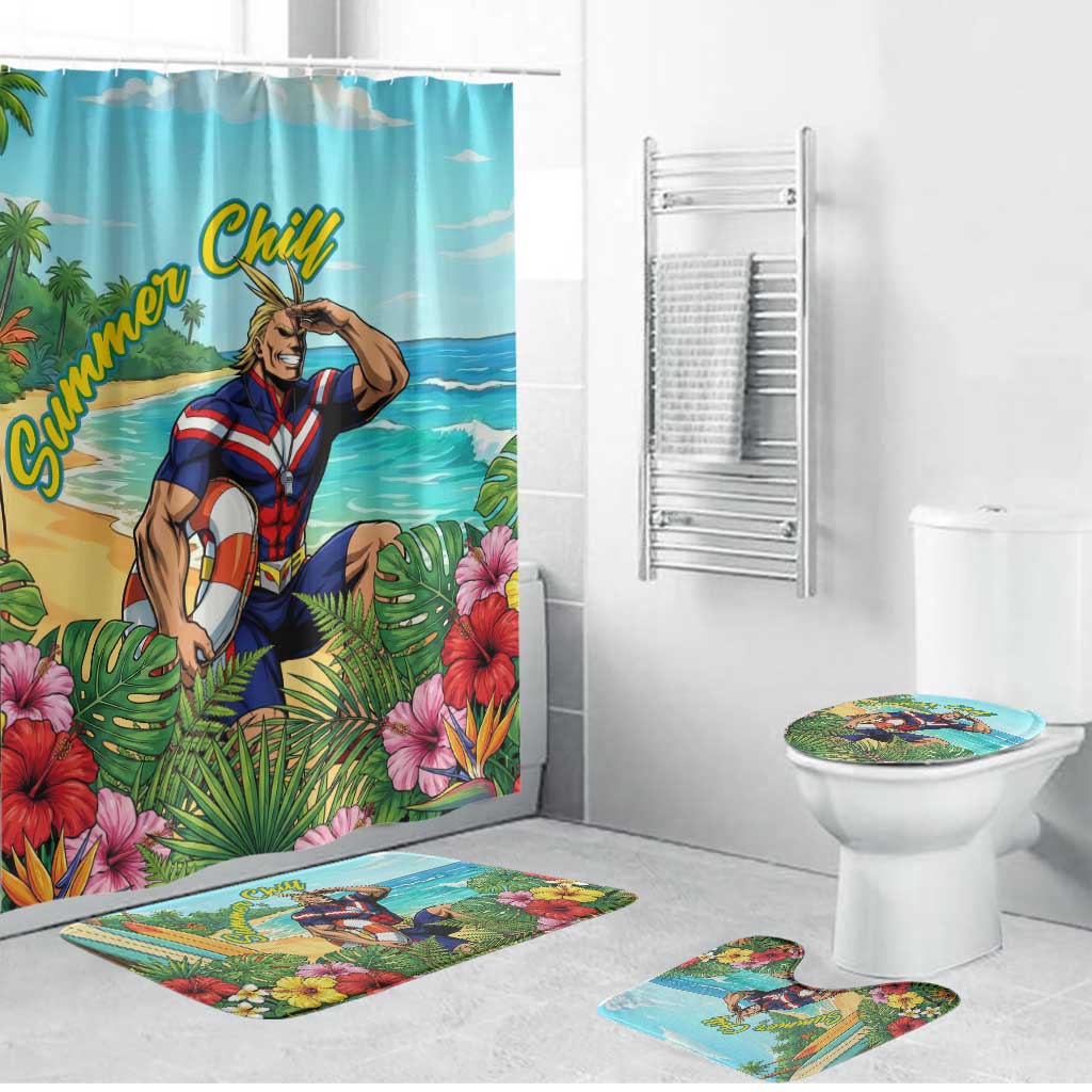 Toshinori Yagi Summer Chill Bathroom Set Heroic Tropical Anime Art
